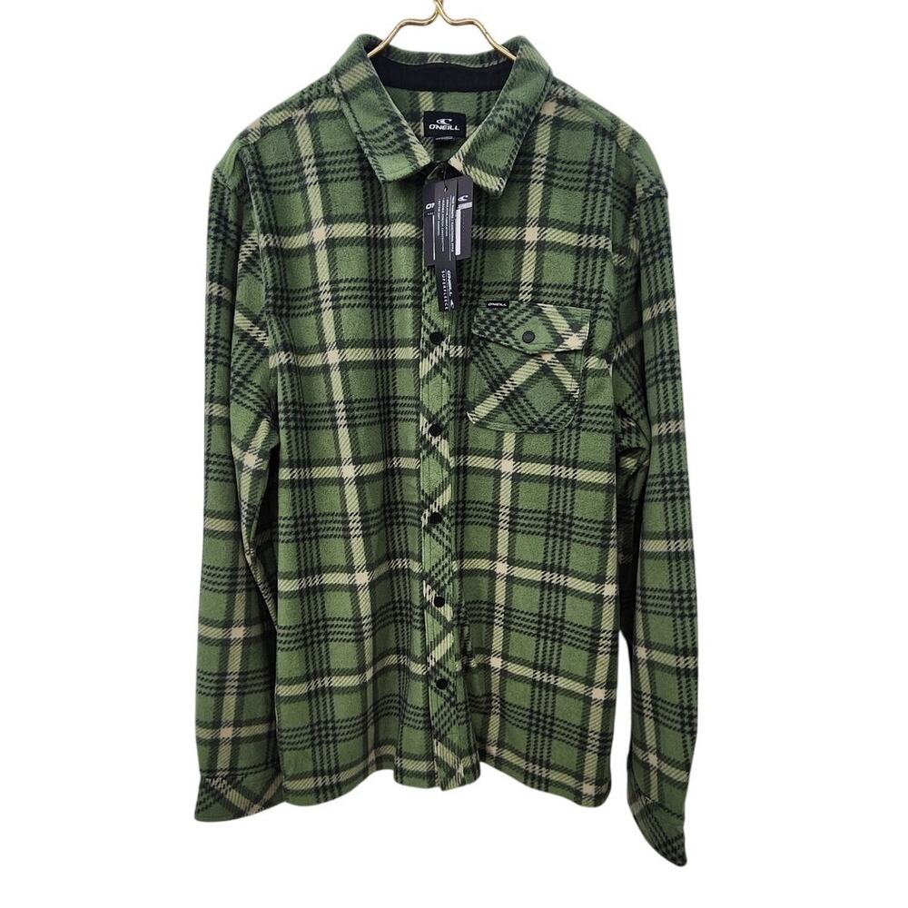 New NWT O'Neill Green Ice Cap‎ Fleece Snap Button Fleece Shirt Size Medium